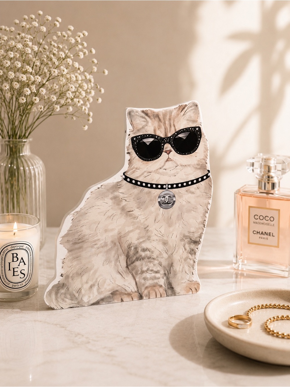CHANEL 3D WOODEN CAT ACCENT DECOT
